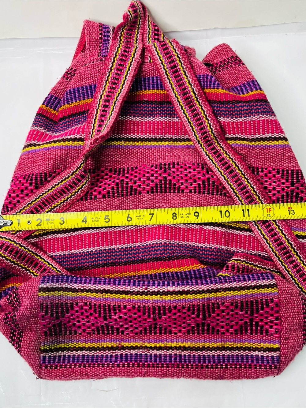 México Textile Backpack Colorful Woven Fabric Hippie Boho PINK PURPLE - Picture 5 of 7